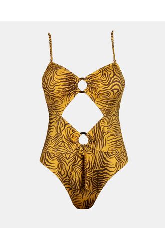 Γυναικείο μαγιό ολόσωμο Strapless Rock Club - Άνοιγμα μπροστά - Siba print - Regular Fit - Lycra