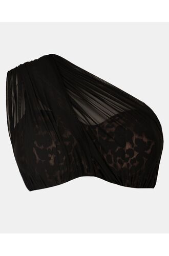 Γυναικείο Μαγιό top Strapless Rock Club - Animal print - Bikini Πολυμορφικό- Plus Size - Lycra - Cup E F