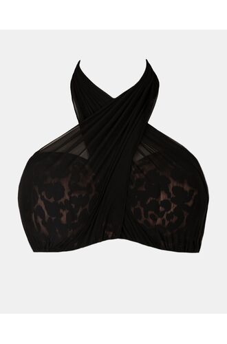 Γυναικείο Μαγιό top Strapless Rock Club - Animal print - Bikini Πολυμορφικό- Plus Size - Lycra - Cup E F