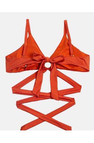 Γυναικείο Μαγιό τρίγωνο Rock Club - Terracotta με κρίκο - Τοπ Bikini - Plus Size - Lycra