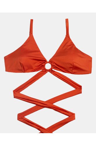 Γυναικείο Μαγιό τρίγωνο Rock Club - Terracotta με κρίκο - Τοπ Bikini - Plus Size - LycraΓυναικείο Μαγιό τρίγωνο Rock Club - Terracotta με κρίκο - Τοπ Bikini - Plus Size - Lycra