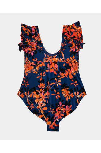 Γυναικείο Plus Size μαγιό ολόσωμο Rock Club - Orchid print - Regular Fit - Lycra - Cup E F