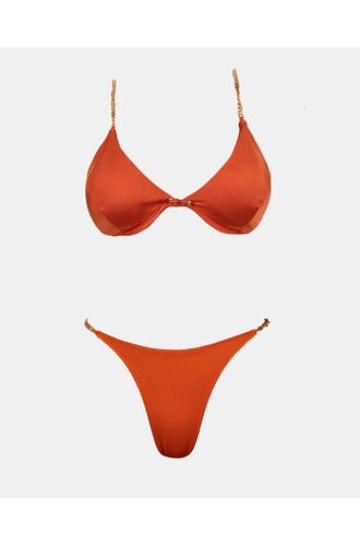 Γυναικείο Σετ μαγιό Rock Club - Terracotta - Bikini με αλυσίδες - Regular Fit - Lycra