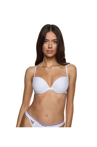 Γυναικείο Σουτιέν Push Up MED GIO - Λευκό - Logo MED λάστιχο - Regular Fit - Polyester - Cup B