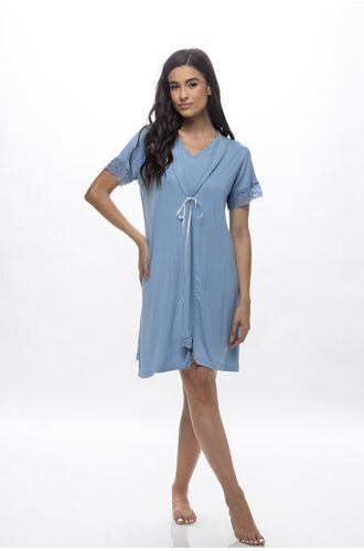 Γυναικεία ρόμπα Galaxy - Γαλάζια - Mini - Regular Fit - Viscose