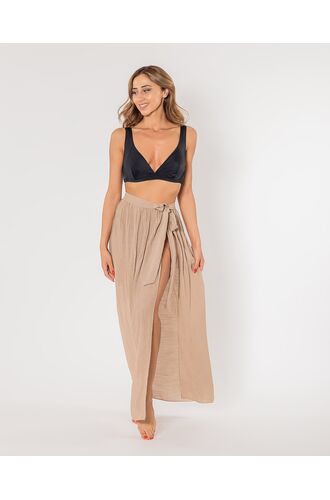 Γυναικείο Beachwear Rock Club - Φούστα παρεό - See-through - Μπεζ Άμμου - Regular Fit - PolyesterΓυναικείο Beachwear Rock Club - Φούστα παρεό - See-through - Μπεζ Άμμου - Regular Fit - Polyester