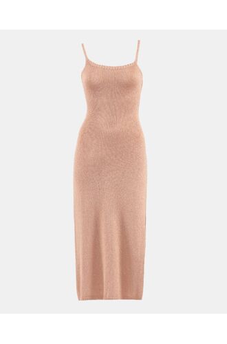 Γυναικείο Beachwear Rock Club - Πλεκτό Φόρεμα Maxi - Rose Gold - Regular Fit - Lurex