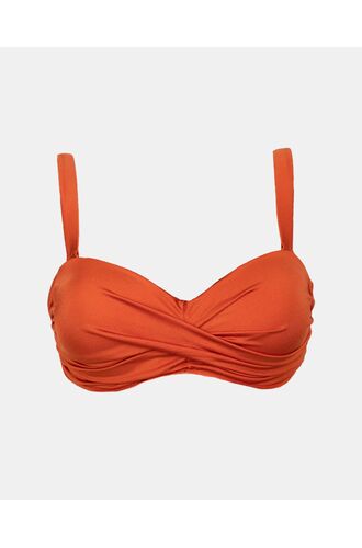 Γυναικείο Μαγιό Σουτιέν Strapless Rock Club - Terracotta Κρουαζέ Bikini - Μεγάλο στήθος - Regular Fit - Lycra - Cup D