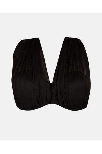 Γυναικείο Μαγιό top Strapless Rock Club - Μαύρο - Bikini Πολυμορφικό- Regular Fit - Lycra - Cup C D