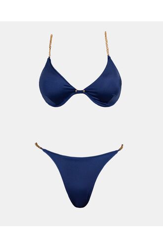 Γυναικείο Σετ μαγιό Rock Club - Μπλε - Bikini με αλυσίδες - Regular Fit - LycraΓυναικείο Σετ μαγιό Rock Club - Μπλε - Bikini με αλυσίδες - Regular Fit - Lycra