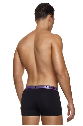 MED Ανδρικό boxer Logan - Μαύρο - Εξωτερικό Λιλά λάστιχο - Regular Fit - Modal