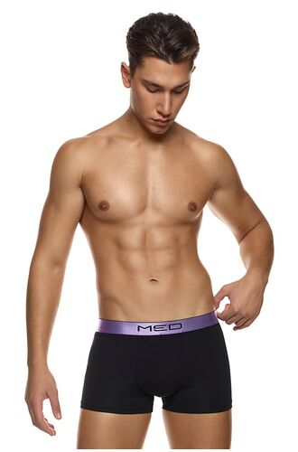 MED Ανδρικό boxer Logan - Μαύρο - Εξωτερικό Λιλά λάστιχο - Regular Fit - Modal