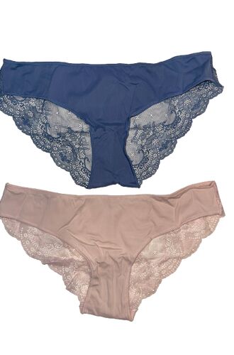 Slip Κανονικό Promise 2 Pack - Σιέλ Ροζ - laser cut - Δαντέλα Πίσω - Χωρίς ραφές - 2 Τεμάχια