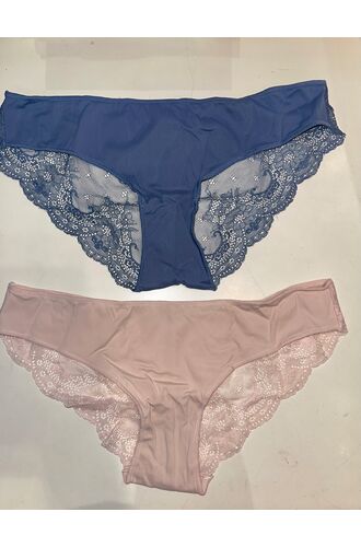 Slip Κανονικό Promise 2 Pack - Σιέλ Ροζ - laser cut - Δαντέλα Πίσω - Χωρίς ραφές - 2 Τεμάχια