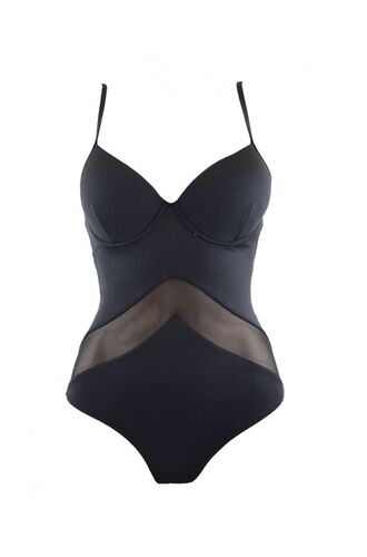 Γυναικείο μαγιό ολόσωμο Rock Club - Διαφάνεια - Μαύρο - Cup C