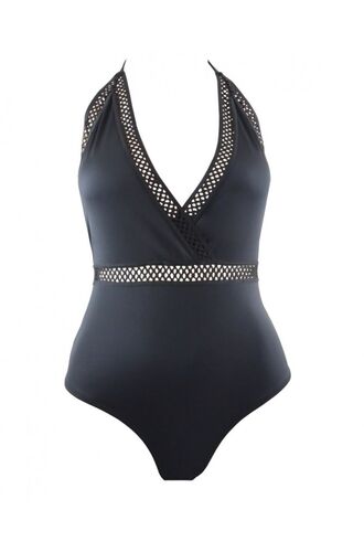 Γυναικείο μαγιό ολόσωμο Rock Club - Μαύρο - V Neck - Κρουαζέ