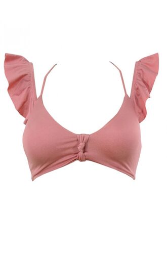 Μαγιό τρίγωνο top Rock Club - Bikini Push Up με βολάν - Nude