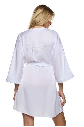 Γυναικεία Νυφική ρόμπα Bride MED - Σατέν Λευκή - Regular Fit - Polyester