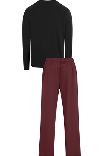 Ανδρική πυτζάμα Calvin Klein - Μαύρη - Μπορντό - Logo - Regular Fit - Cotton