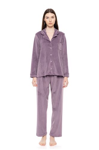 Γυναικεία Πυτζάμα σεμιζιέ Pink Label - Μωβ - Soft Velvet - Polyester  - Regular Fit