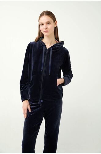 Γυναικεία φόρμα Vamp - Homewear Set - Μπλε Βελούδο - Regular Fit - Cotton