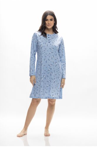Γυναικείο νυχτικό Galaxy - Γαλάζιο Φλοράλ - Mini - Regular Fit - Cotton