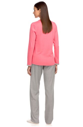 Γυναικεία Πυτζάμα Vamp - Ροζ - Παντελόνι πουά - Cotton