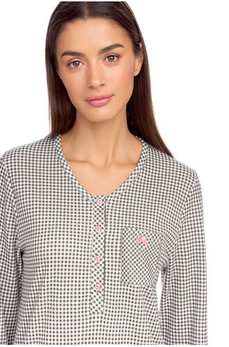 Γυναικεία Πυτζάμα Vamp - Γκρι - Καρό - Cotton