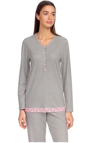 Γυναικεία Πυτζάμα Vamp - Γκρι - Καρό - Cotton