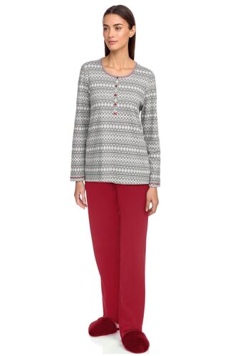 Γυναικεία Πυτζάμα Vamp - Γκρι - Σχέδιο - Cotton