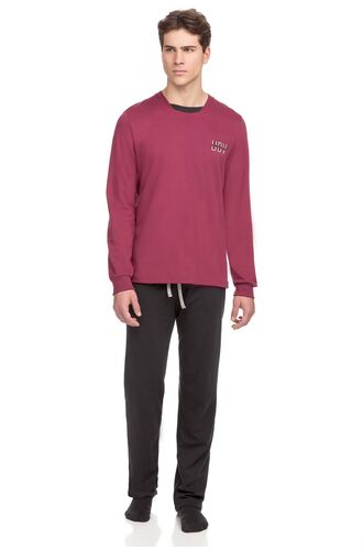 Ανδρική φόρμα σπιτιού Vamp - Κόκκινη -  Homewear Set - Cotton