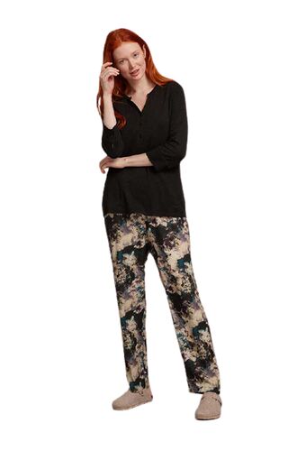 Γυναικεία πυτζάμα Penye Mood  - Εμπριμέ - Μαύρη