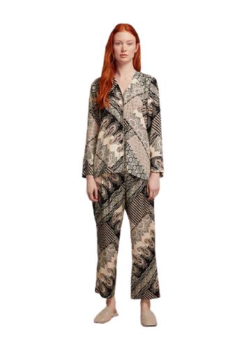 Γυναικεία πυτζάμα Penye Mood  - Εμπριμέ - Μπεζ αποχρώσεις