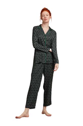 Γυναικεία πυτζάμα Penye Mood  - Εμπριμέ - Σκούρο πράσινο
