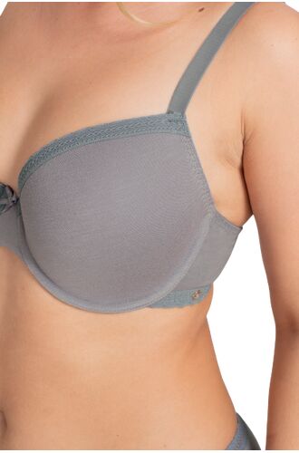 Σουτιέν Dorina Lila - 1+1 ΔΩΡΟ - Γκρι & Ιβουάρ - Cotton -  Μεγάλα μεγέθη - Cup D E