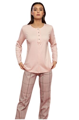 Γυναικεία πυτζάμα Noidinotte - Σεμιζιέ Ροζ - Καρό Παντελόνι