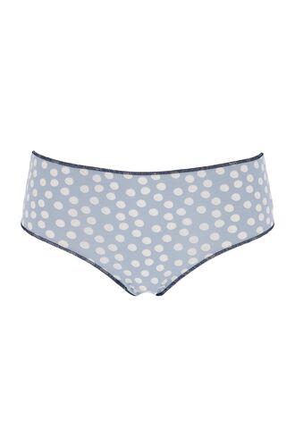 Γυναικείο Slip Midi Κανονικό Cotonella - Λευκό/Σιέλ/Μπορντώ - Πουά - Οικολογικό βαμβάκι - 3 Τεμάχια