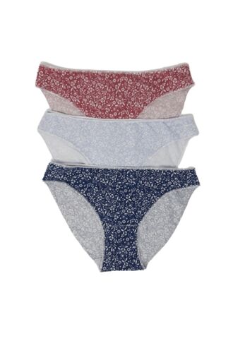 Γυναικείο Slip Mini Κανονικό Cotonella - Σιέλ/Μπλε/Σάπιο Μήλο - Οικολογικό βαμβάκι - 3 Τεμάχια
