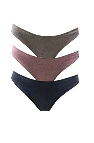 Γυναικείο Slip Brazil Cotonella - Γκρι/Σιέλ/Ροζ - Οικολογικό βαμβάκι - 3 Τεμάχια