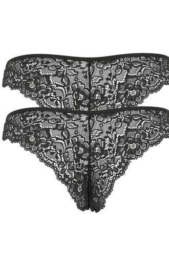 Γυναικείο Brazil Cotonella - Cotton Δαντέλα  - Μαύρα - 2 pack