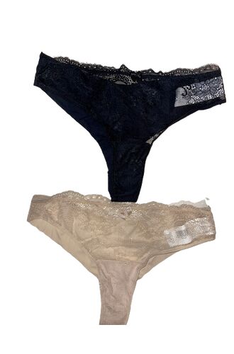 Slip Brazil Promise 2 Pack - Μαύρο Μπεζ - laser cut - Δαντέλα Εμπρός - Χωρίς ραφές  - 2 Τεμάχια