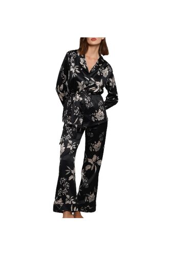 Γυναικεία πυτζάμα Lida - Μαύρο Σατέν - Floral - Homewear SetΓυναικεία πυτζάμα Lida - Μαύρο Σατέν - Floral - Homewear Set