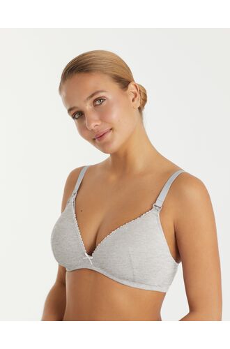 Σουτιέν Θηλασμού Promise - Γκρι - Βαμβακερό - Χωρίς Μπανέλα - Cup C - D