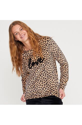 Γυναικεία πυτζάμα Noidinotte - Βελουτέ - Μαύρο παντελόνι - Animal Print - Regular Fit - Polyester