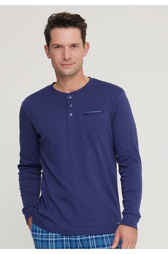 Ανδρική πυτζάμα Noidinotte - Μπλε - Καρό παντελόνι - Regular Fit - Cotton