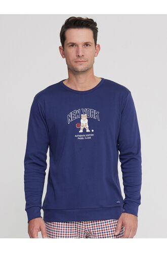 Ανδρική πυτζάμα Noidinotte - Μπλε print - Καρό παντελόνι - Regular Fit - Cotton