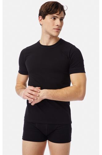 Ανδρικό φανελάκι Minerva Sporties - Μαύρο - Γκρι - Κοντομάνικο - 2 Pack - Regular Fit - Cotton