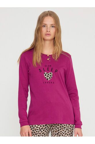 Γυναικεία πυτζάμα Noidinotte - Φούξια - Animal Print παντελόνι - Regular Fit - Cotton