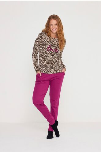 Γυναικεία πυτζάμα Noidinotte - Φούξια παντελόνι - Animal Print - Regular Fit - Cotton