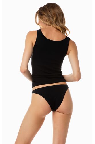 Γυναικείο φανελάκι Minerva - Μαύρο Rib - Αμάνικο - Σατέν ρέλι - 2 Pack - Regular Fit - Cotton